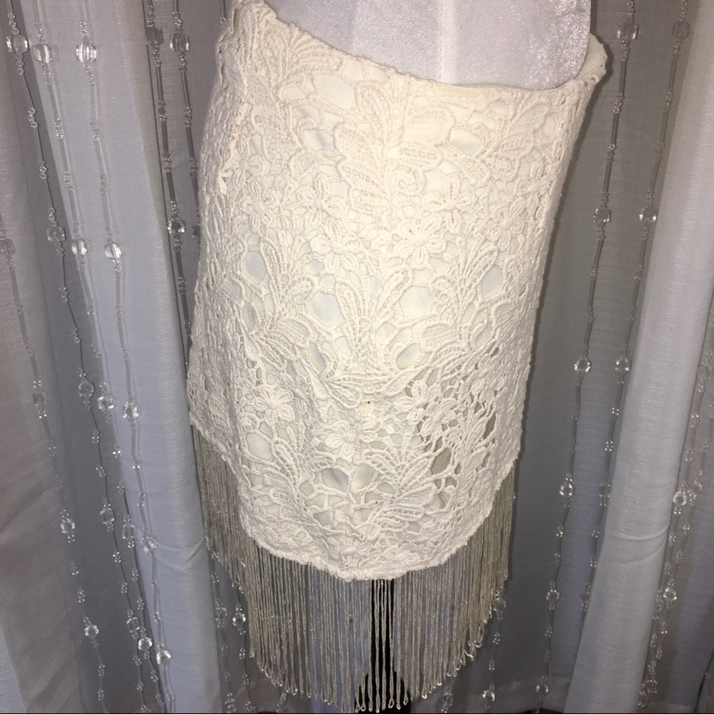 Mustard Seed Ivory Lace/Fringe Skirt - size M - Picture 5 of 8